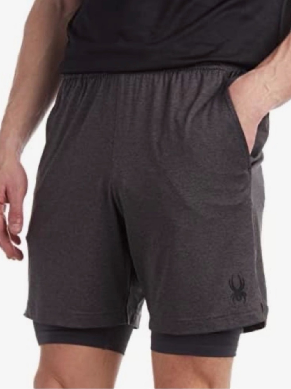 Spyder Active Shorts Mens M Gray 2-in-1 Lined Running Compression ProWEB